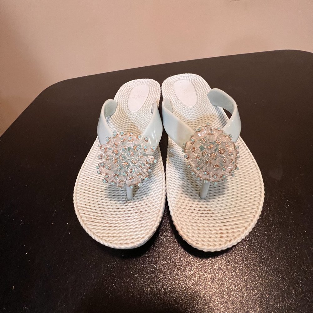 Sophie sue size 7 green mint slipper sandal